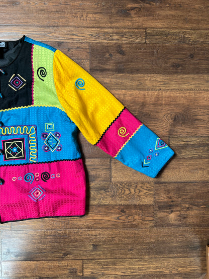 Vintage Clothing - Lightweight Jacket - Wiggy 90’s Block Print - 2X-Large - Indigo Moon