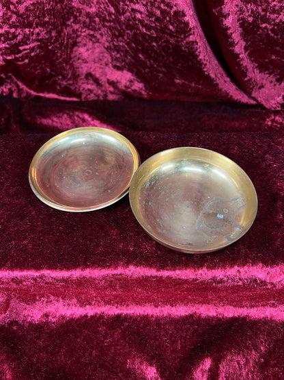 Vintage Solid Brass Trinket Box - 1990s Handpainted Southwestern Design