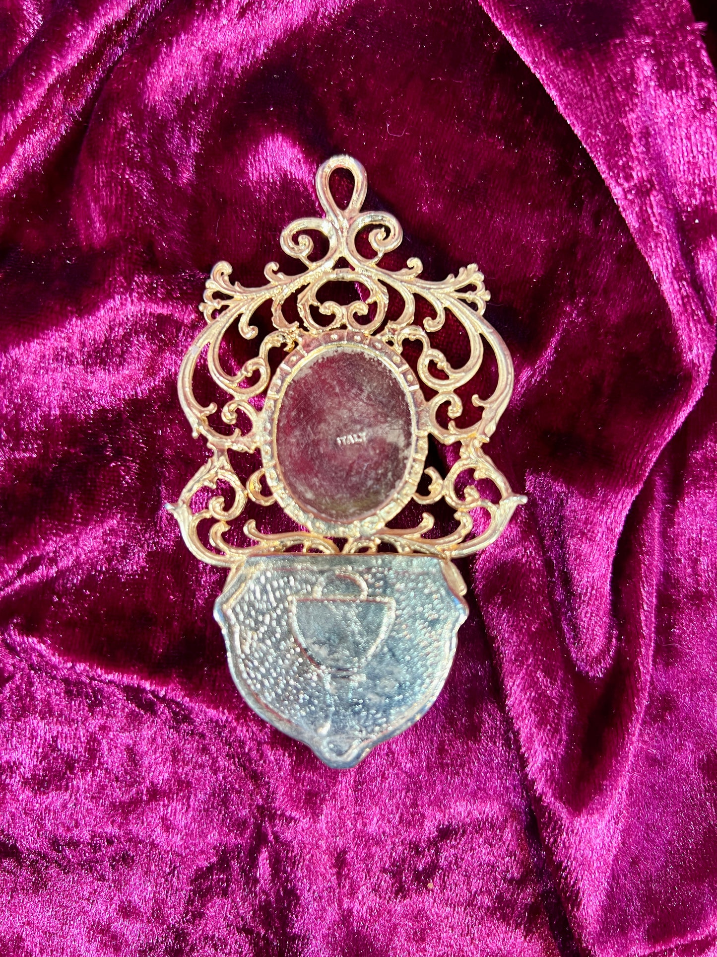 Vintage Religio - Miniature Holy Water Font - Millefiori Micro Mosaic of Two Doves - Italy