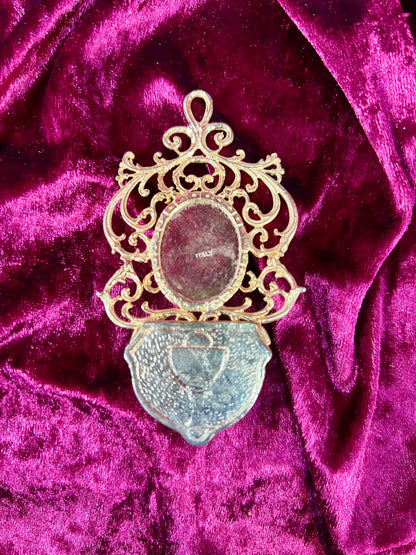 Vintage Religio - Miniature Holy Water Font - Millefiori Micro Mosaic of Two Doves - Italy