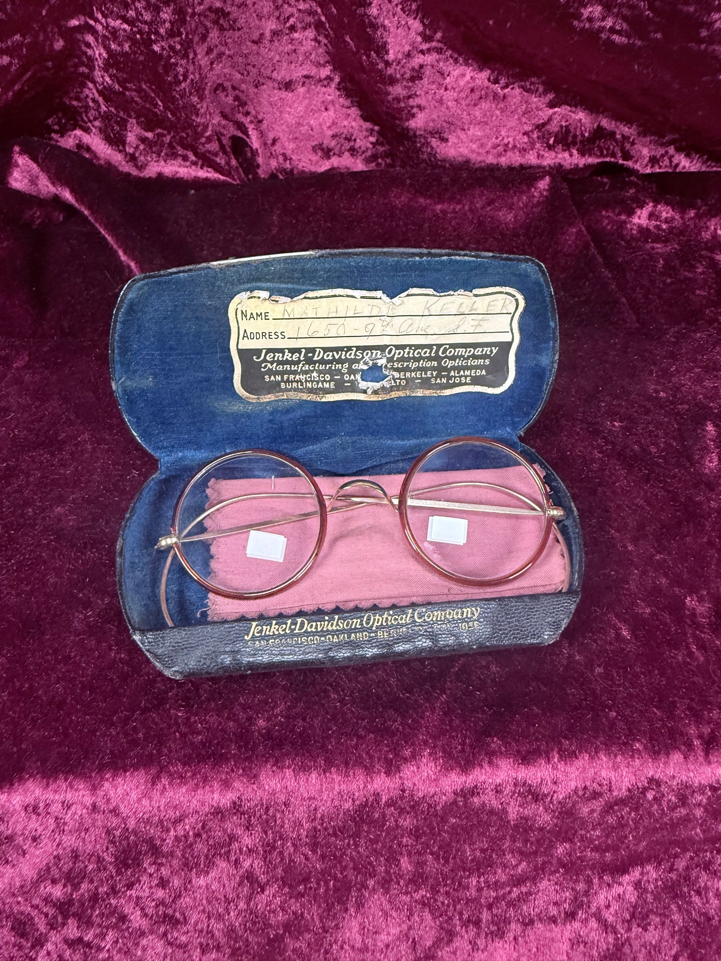 Antique Windsor Celluloid Pince-Nez Eyeglasses – Round Spectacles with Jenkel-Davidson Case