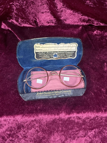 Antique Windsor Celluloid Pince-Nez Eyeglasses – Round Spectacles with Jenkel-Davidson Case