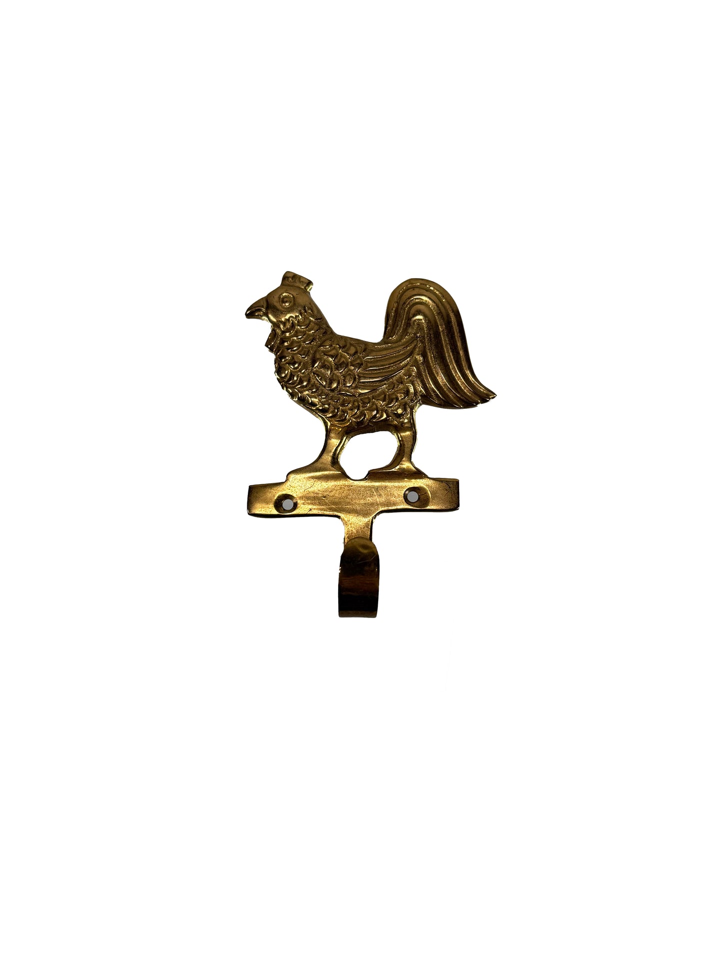 Vintage Home Decor - Lacquered Brass Hook - Rooster Farmhouse Style