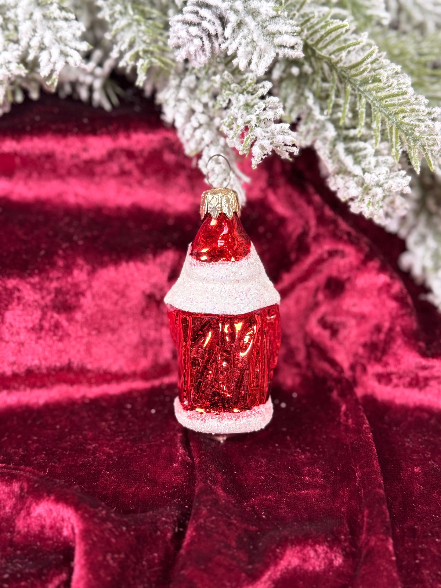 Vintage Christmas - Handblown Glass Ornament - Old World Silver Santa Claus