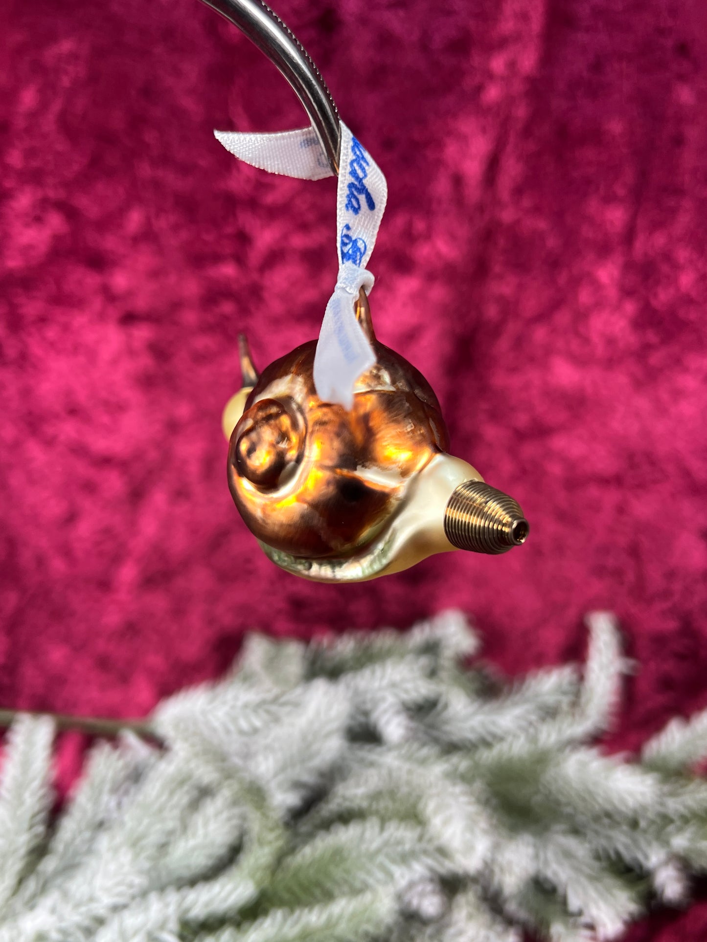 Vintage Christmas - Handblown Glass Ornament - Snail - Lauscha - Made In Germany