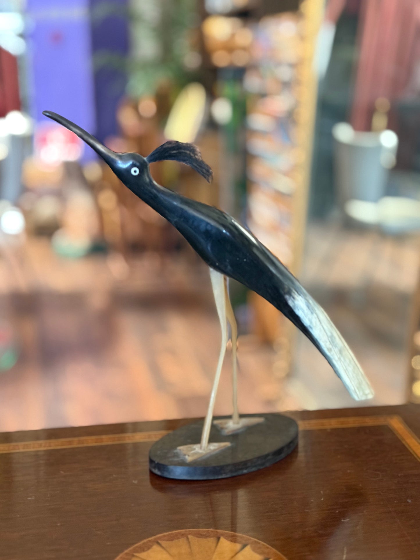 Vintage Decor - Mid Century Carved Horn Statue of Bird - 10”