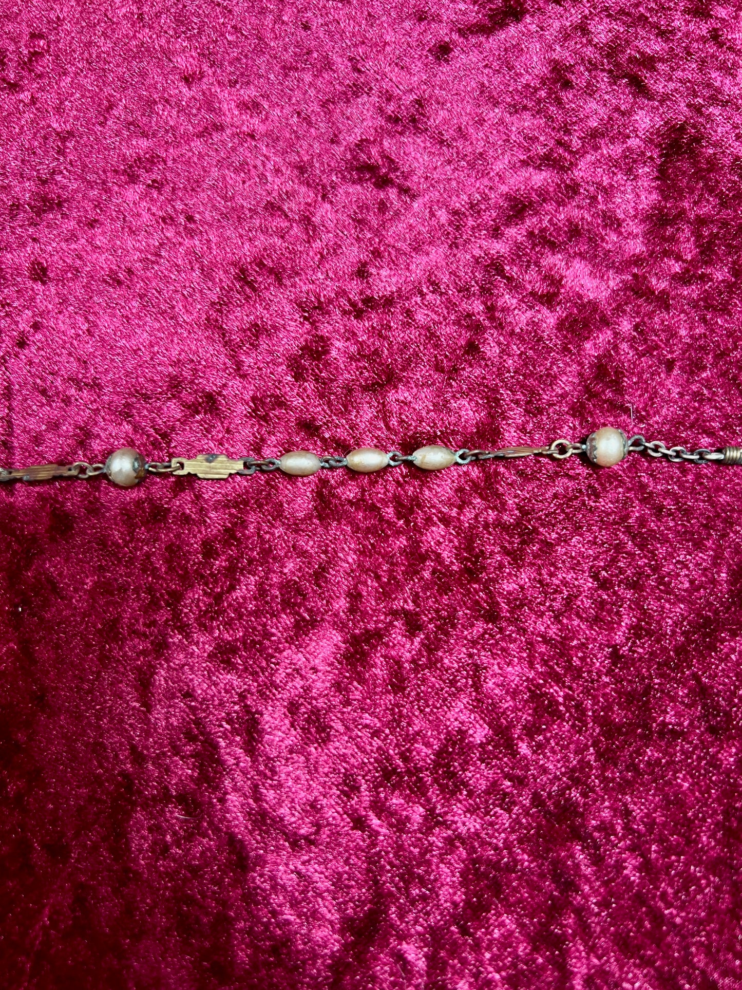 Vintage Jewelry - Italian Rosary - Champagne Gold Beads with Gold Tone Cross - 22"