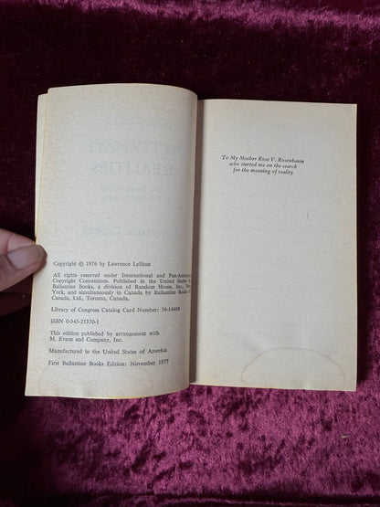 Vintage Alternate Realities by Lawrence LeShan 1977 Ballantine Metaphysical Book