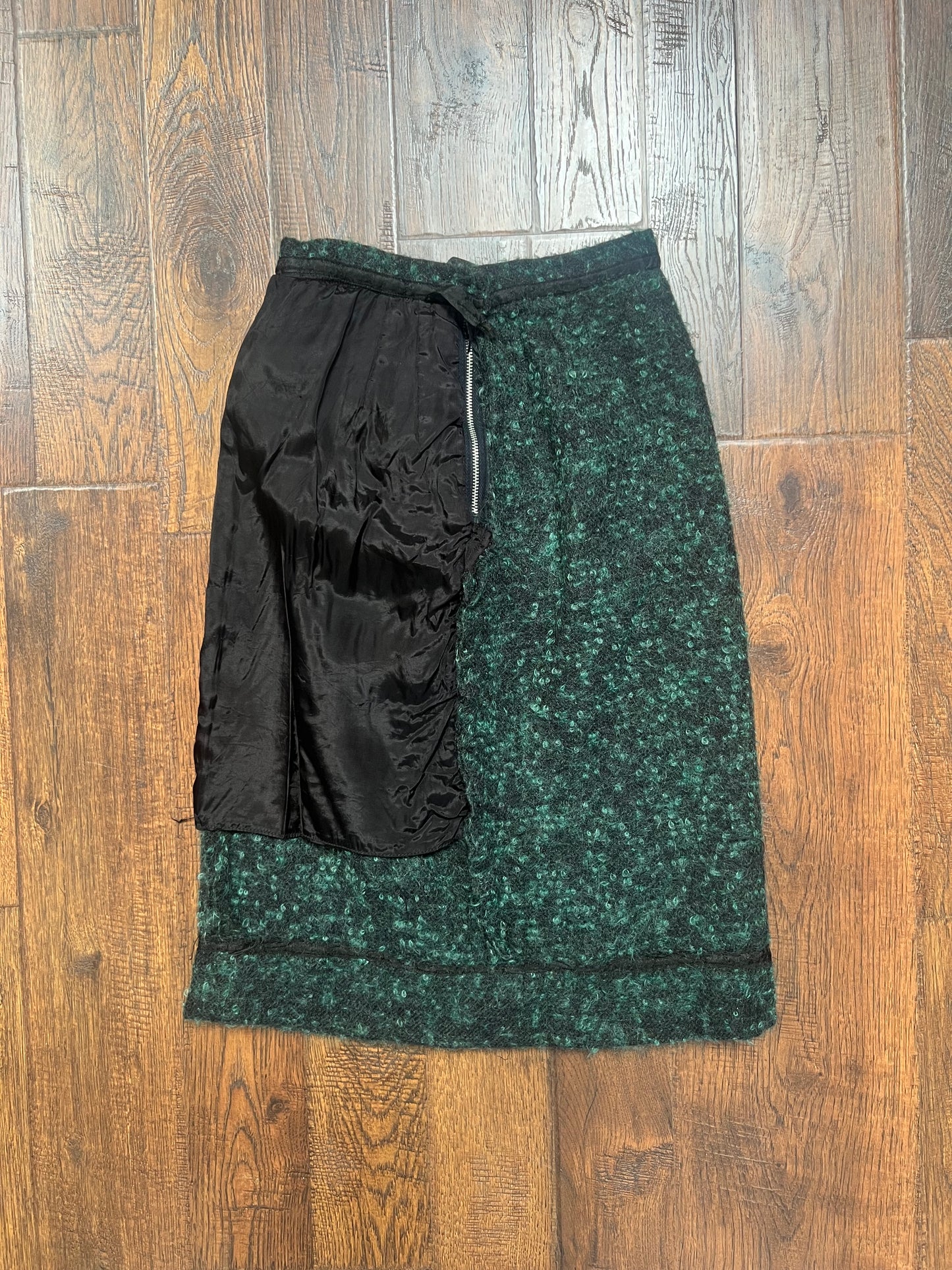 Vintage Clothing - Mod Boucle Pencil Skirt - Forest Green - Handmade - X-Small