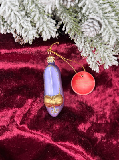 Vintage Christmas - Handblown Glass Ornament - Heeled Purple Slipper - Home For The Holidays