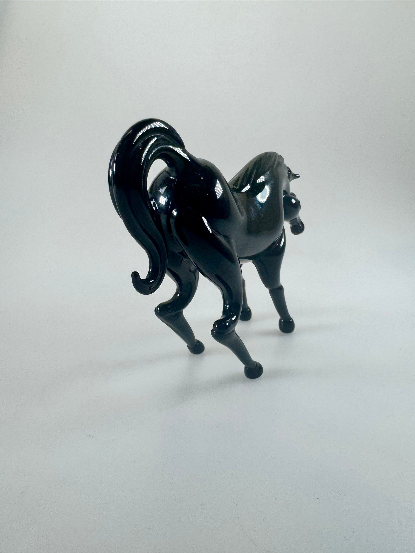 Black Murano Hand Blown Glass Unicorn Figure