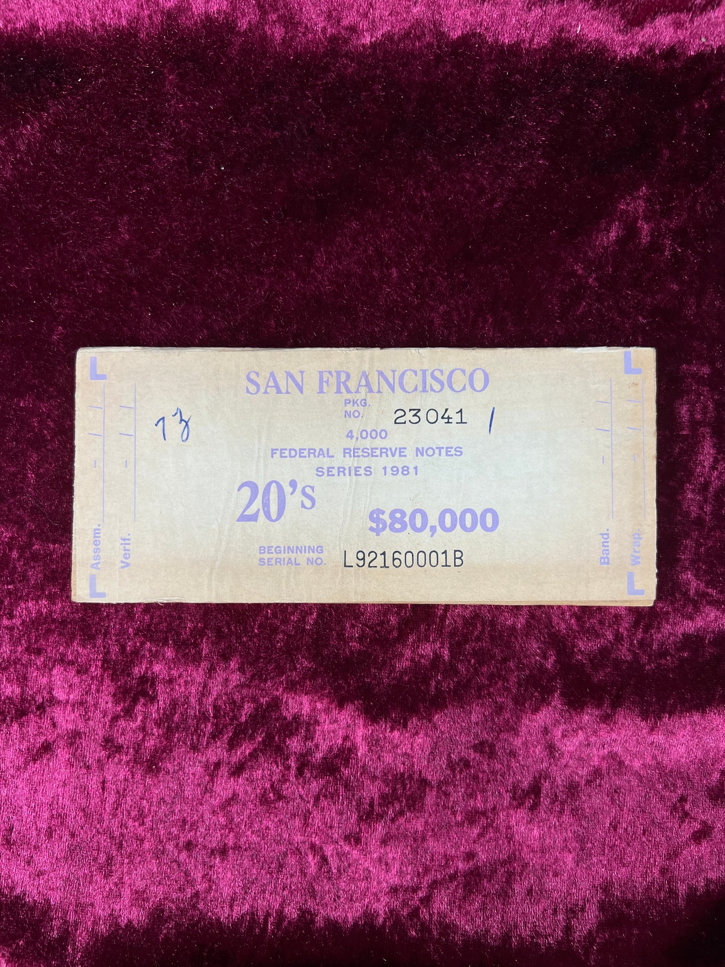 Vintage Wood Bank Currency $20 Banding Boards - Federal Reserve San Francisco Set of 10