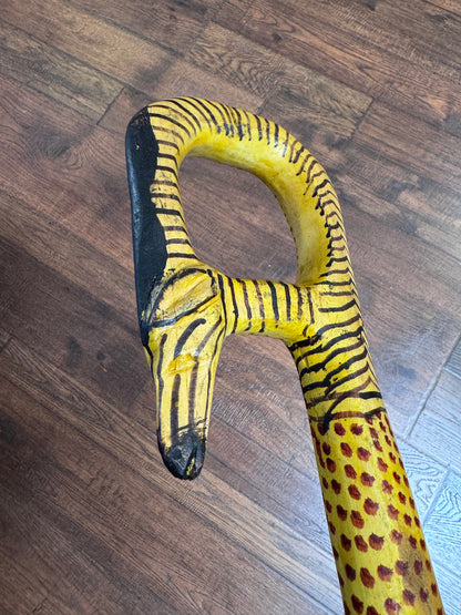 Vintage Walking Stick - Hand Painted Giraffe African Art