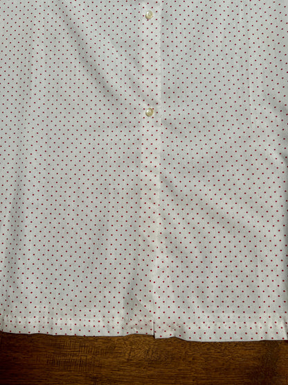 Vintage Cotton Blend Nightie - White Red Polka Dot Button Front - Size Large