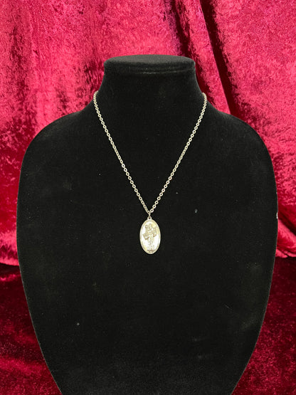 Vintage Sterling Silver Saint Christopher Necklace - Religious Medal Pendant