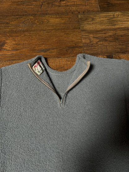 Vintage KIMS by Kimberly Knitwear Virgin Wool Sweater — Grey Bouclé Cropped Knit - Small