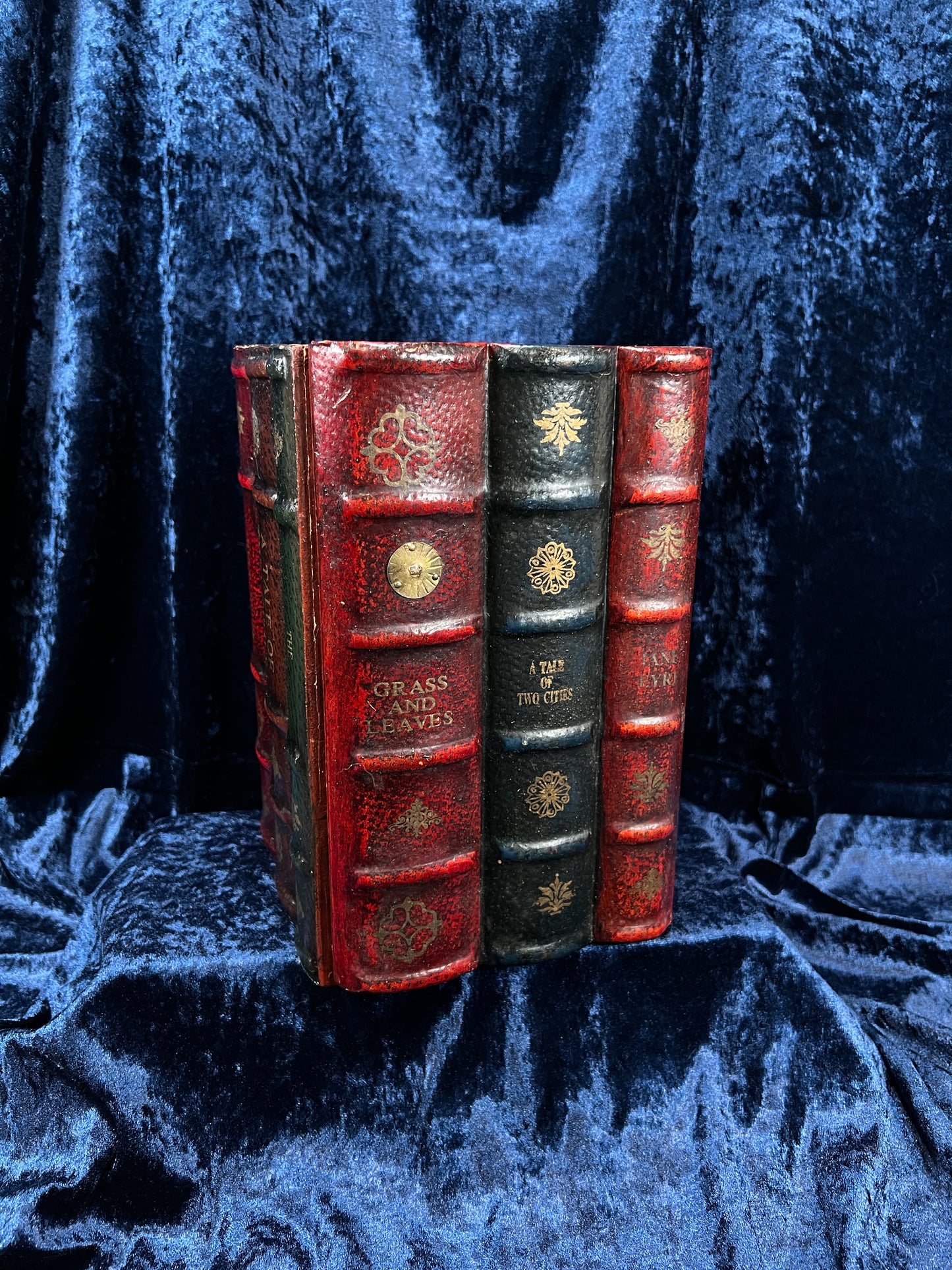 Vintage Faux Leather Book CD Storage Cabinet - Hidden Old Classics Library Blook Box