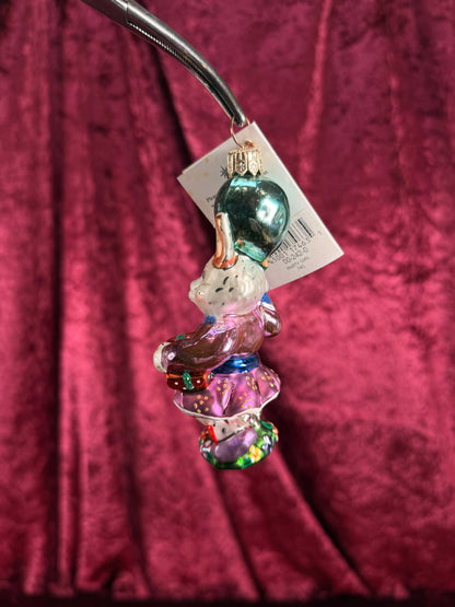 Vintage Christmas - Handblown Glass Ornament - Party Girl Bunny - 74C - Christopher Radko