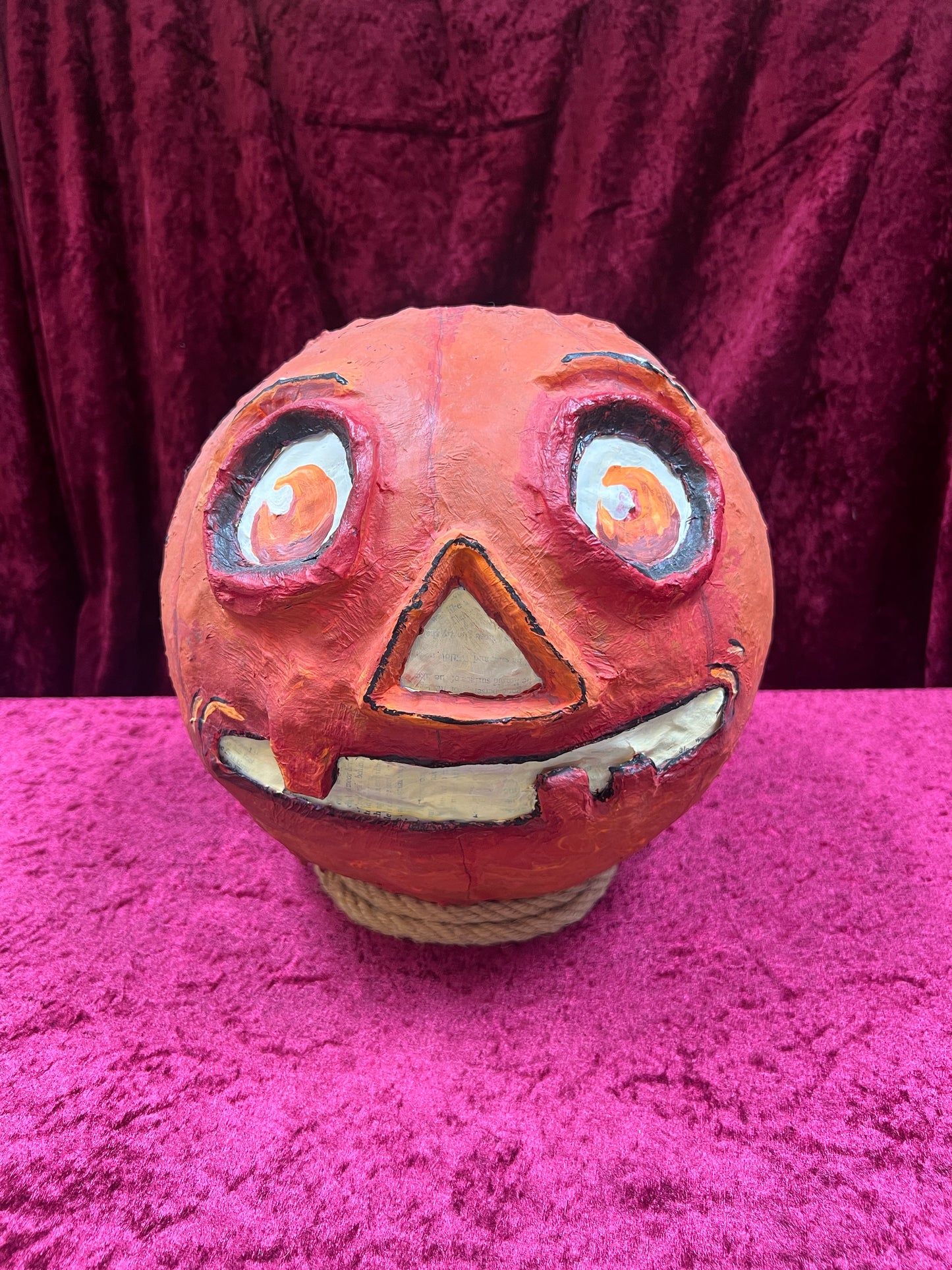 Vintage Inspired Handmade Paper Mache Lantern - Toothy Jack-O-Lantern - Large