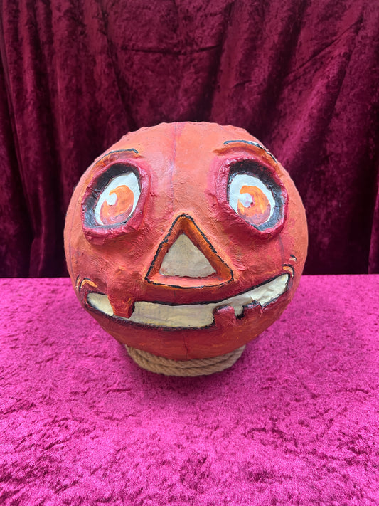 Vintage Inspired Handmade Paper Mache Lantern - Toothy Jack-O-Lantern - Large