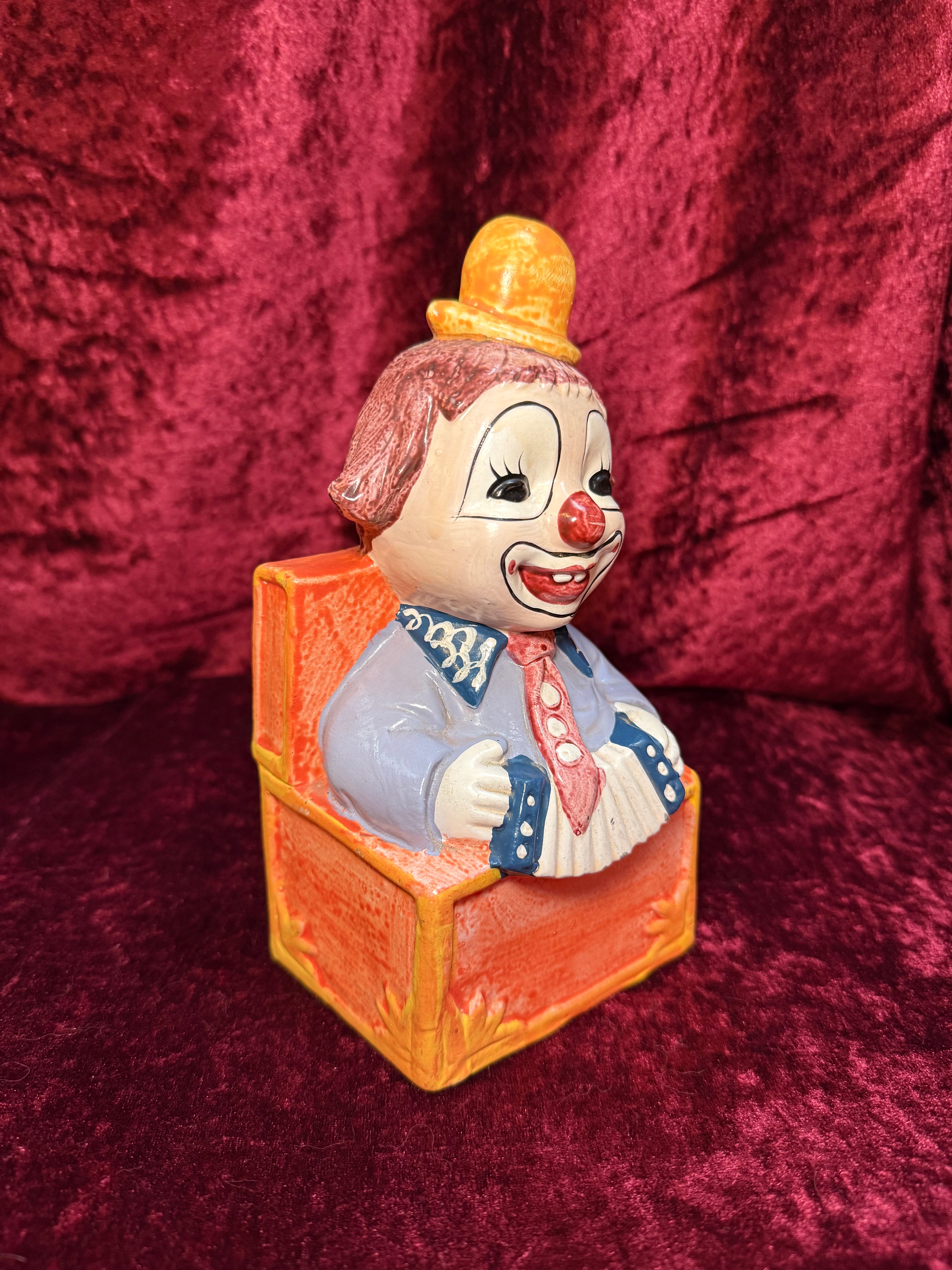 Vintage Clown Art - Whimsical Ceramic Figure - Jack in the Box
