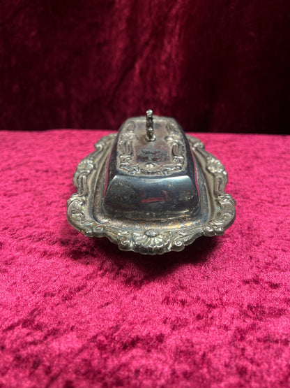 Vintage Silverplate Butter Dish - Ornate Rococo Design with Glass Liner