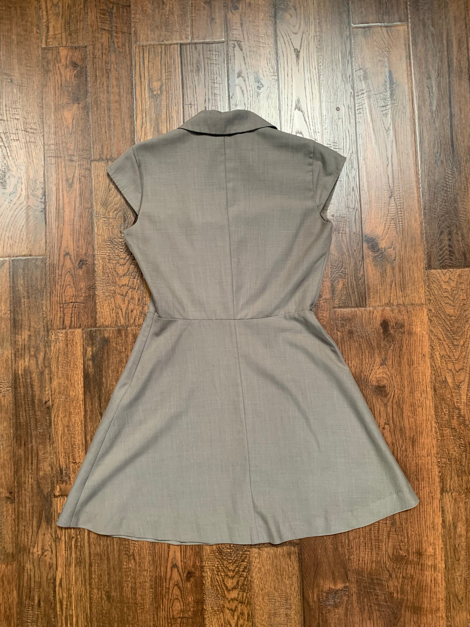 Clothing - Mini Half Button Dress - A-Line - Slate Grey Clothing - Mini Half Button Dress - A-Line - Slate Grey