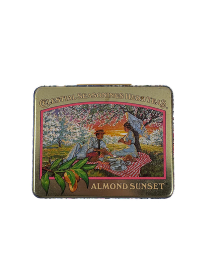 Vintage Tea Tin - Celestial Seasonings Almond Sunset - 1985 Sara Grand Herb Box