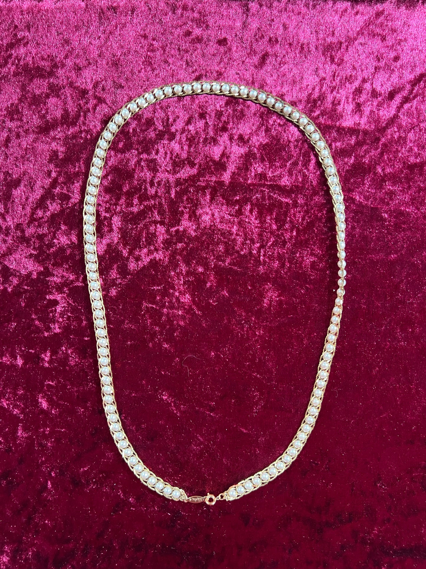 Vintage Jewelry - Necklace - Gold Tone - Braided Pearls - Napier