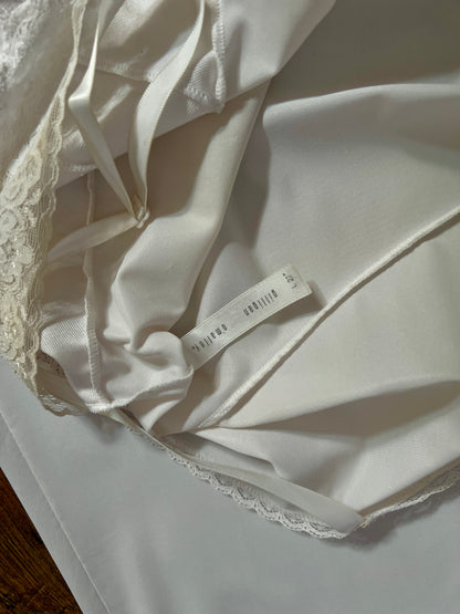 Vintage White Nylon Above The Knee Slip Dress - Lace Trim - Gilligan O'Malley