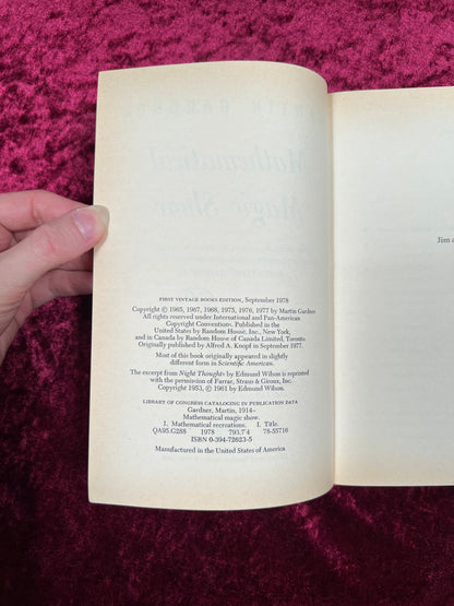 Vintage Paperback - Mathematical Magic Show - Martin Gardner - 1977