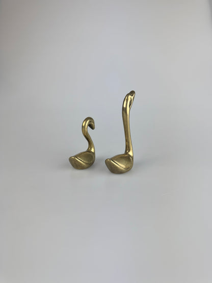 Vintage Brass Swans Figures - Pair of 2