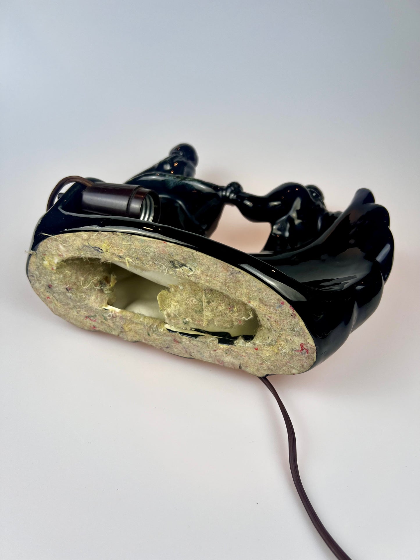 Vintage 1950s Maddox Ceramic TV Lamp |  Black & Teal | Ballet Dancers