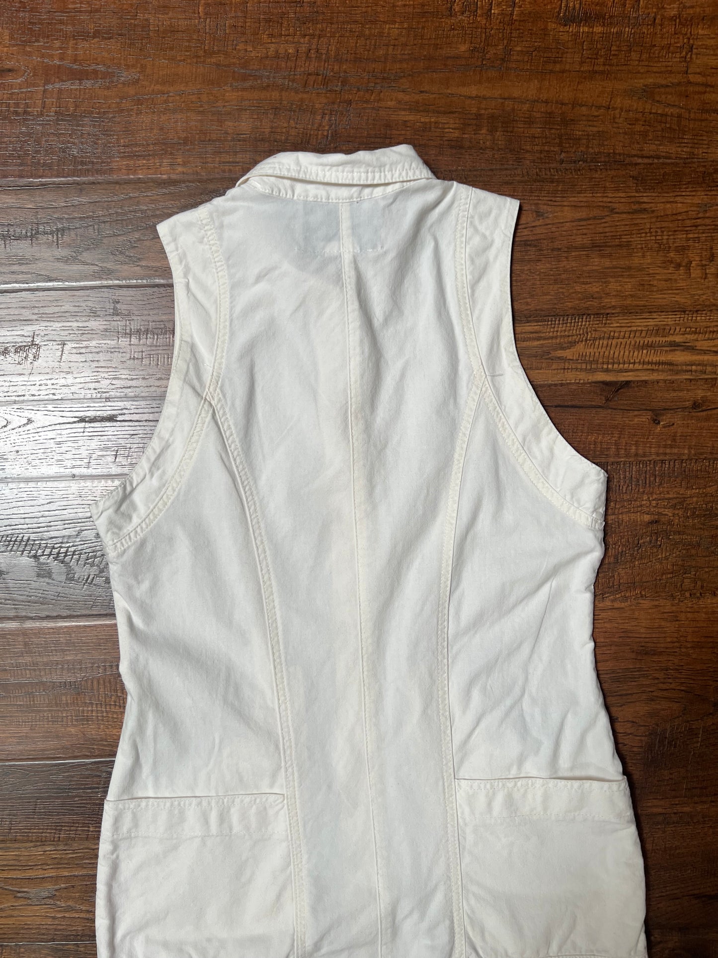Vintage Clothing - Full Length Sleeveless Shirt Dress - Button Front - White - Medium - YES Clothing