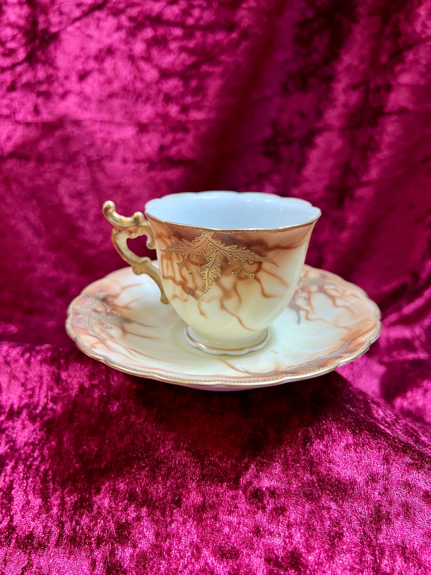 Vintage Kitchen - Porcelain Demitasse Tea Cup - Gilded Florals - Chofu China - Occupied Japan