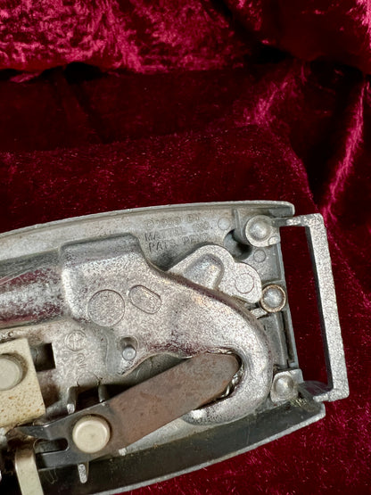 Vintage Metal Belt Buckle - Agent Zero Remington Derringer Cap Gun - 1959 Mattel