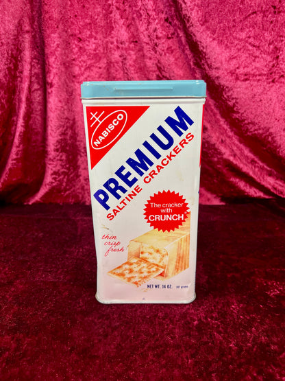 Vintage Kitchen Canister - Nabisco Premium Saltine Cracker Tin - 14 Oz