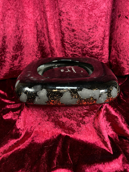 Vintage Mid Century Ceramic Ashtray - Westwood California Metallic Gold Black Leopard Print Glaze