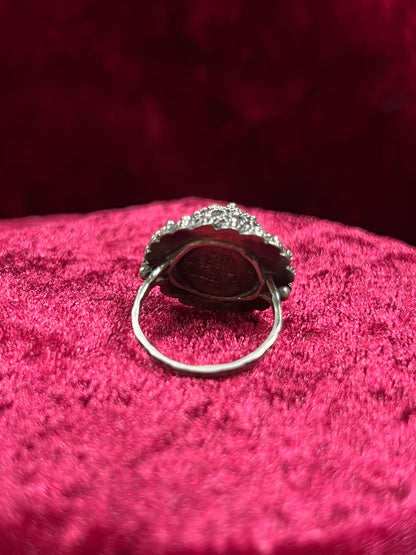 Vintage Jewelry - Poison Ring and Brooch Set - Sterling Silver - Made In Italy - Size 4
