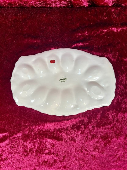 Vintage Kitchen - Ceramic Deviled Egg Serving Platter - 5182 / Yellow Daisies - Geo Z. Lefton