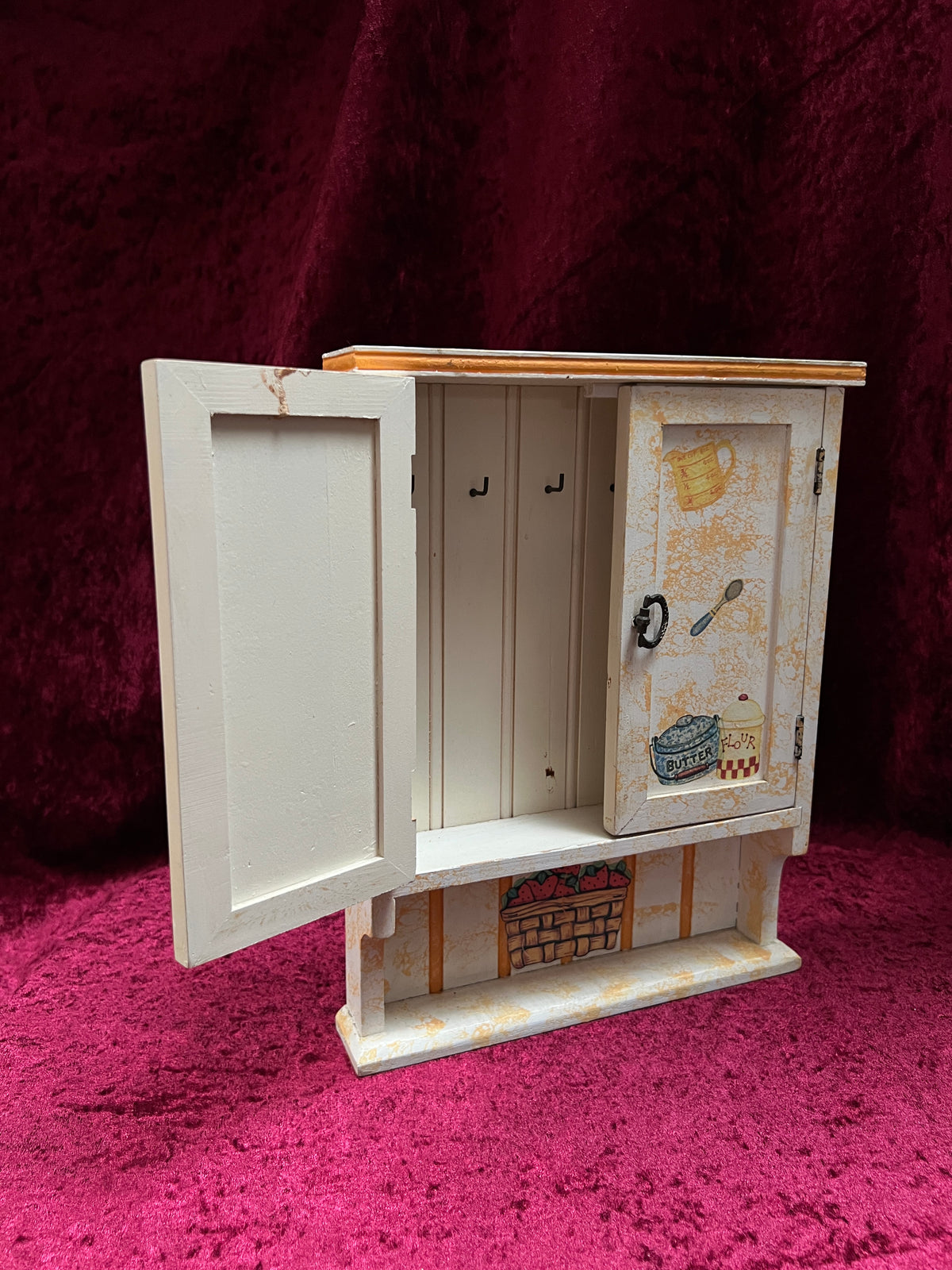 Vintage Terry's Village Wood Key Cabinet - Kitchen Cupboard Wall Key Holder