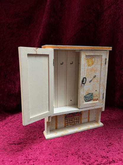 Vintage Terry's Village Wood Key Cabinet - Kitchen Cupboard Wall Key Holder