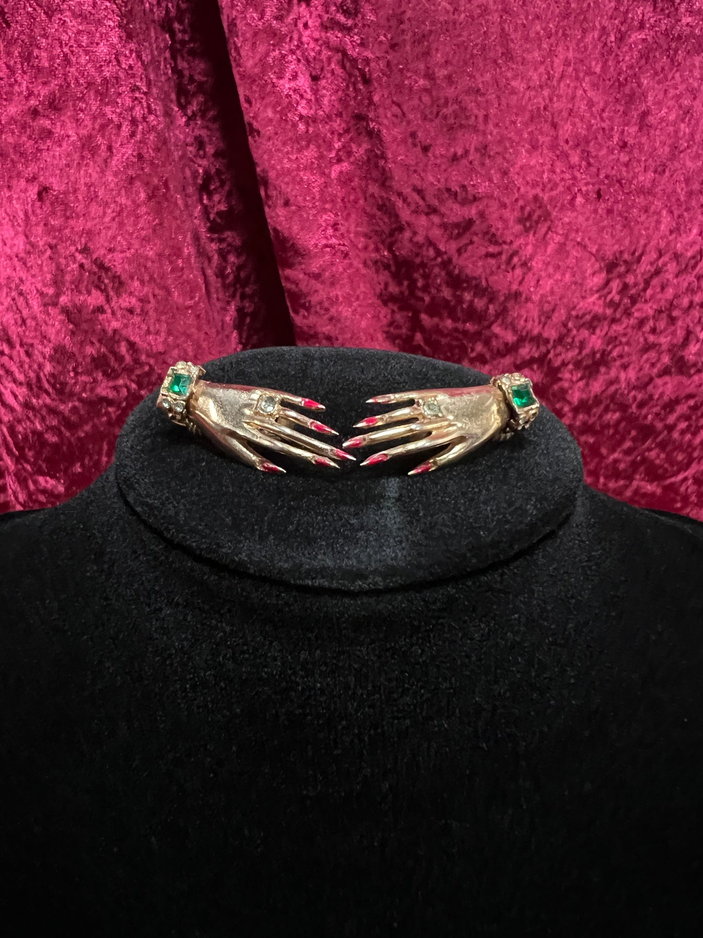 Vintage 1940s Gold Tone Clip On Earrings - CORO Bejeweled Hand Figural Jewelry