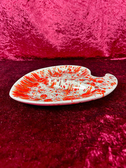 Vintage Ashtray - Sculptural Ceramic Drip Glaze - Mid Century Modern Orange - Large