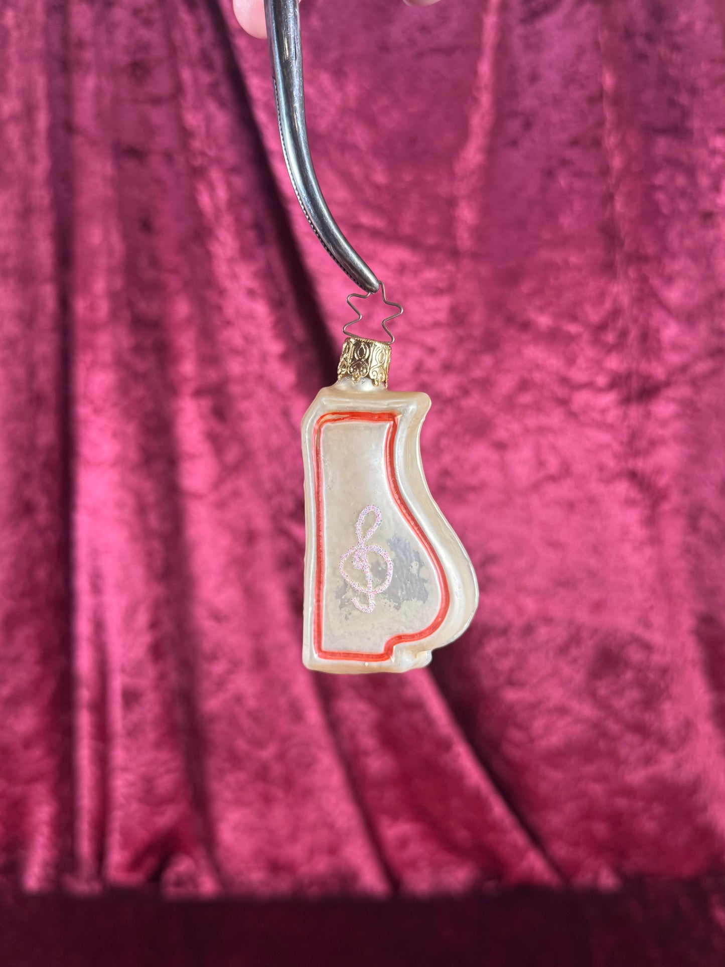 Vintage Christmas - Handblown Glass Ornament - Lyre Music Instrument - Inge Glas - Germany