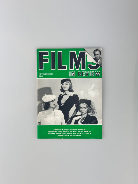 Films In Review Magazine - November 1987 - Loretta Young, Marilyn Monroe, Dylan McDermott