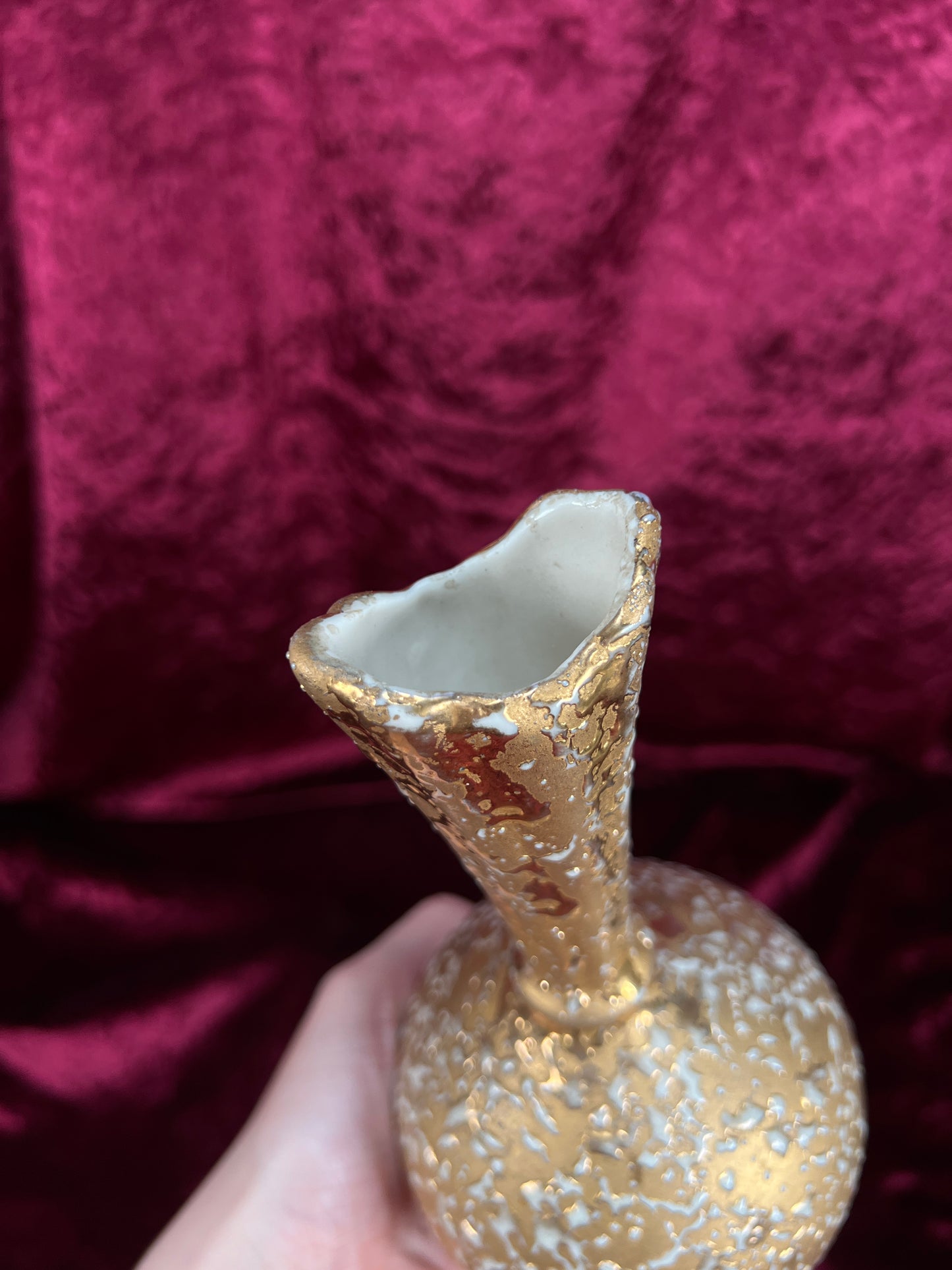 Vintage Ceramic Bud Vase – Dixon Art Studio Gold Textured Mid Century Design