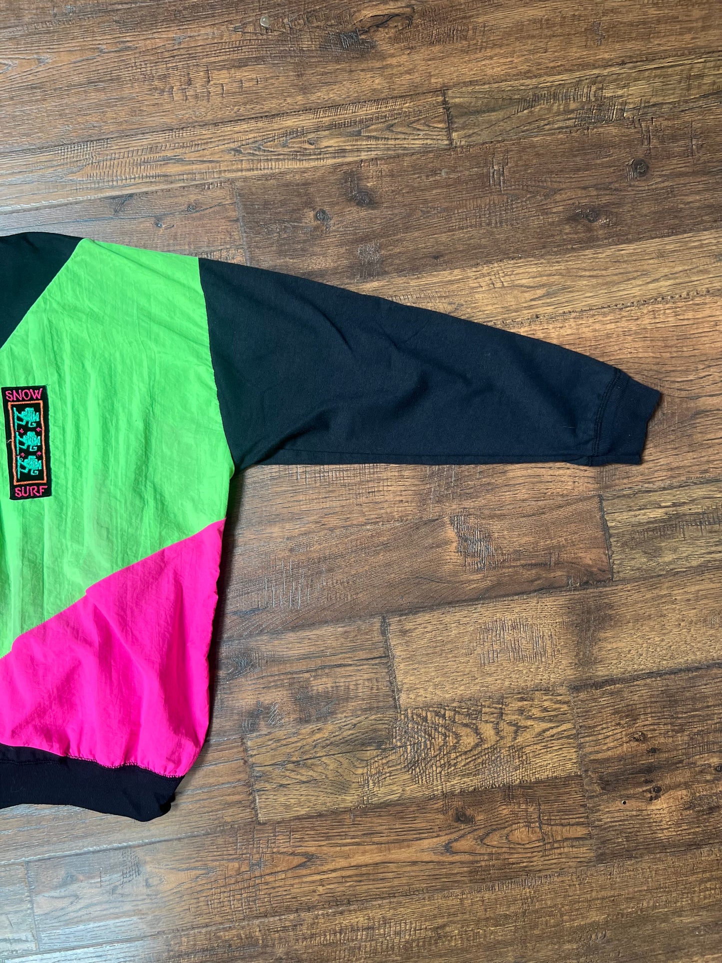 Vintage Clothing - Lightweight Pullover Sweatshirt - 80's Neon Color Block - Ms. Jik - Large