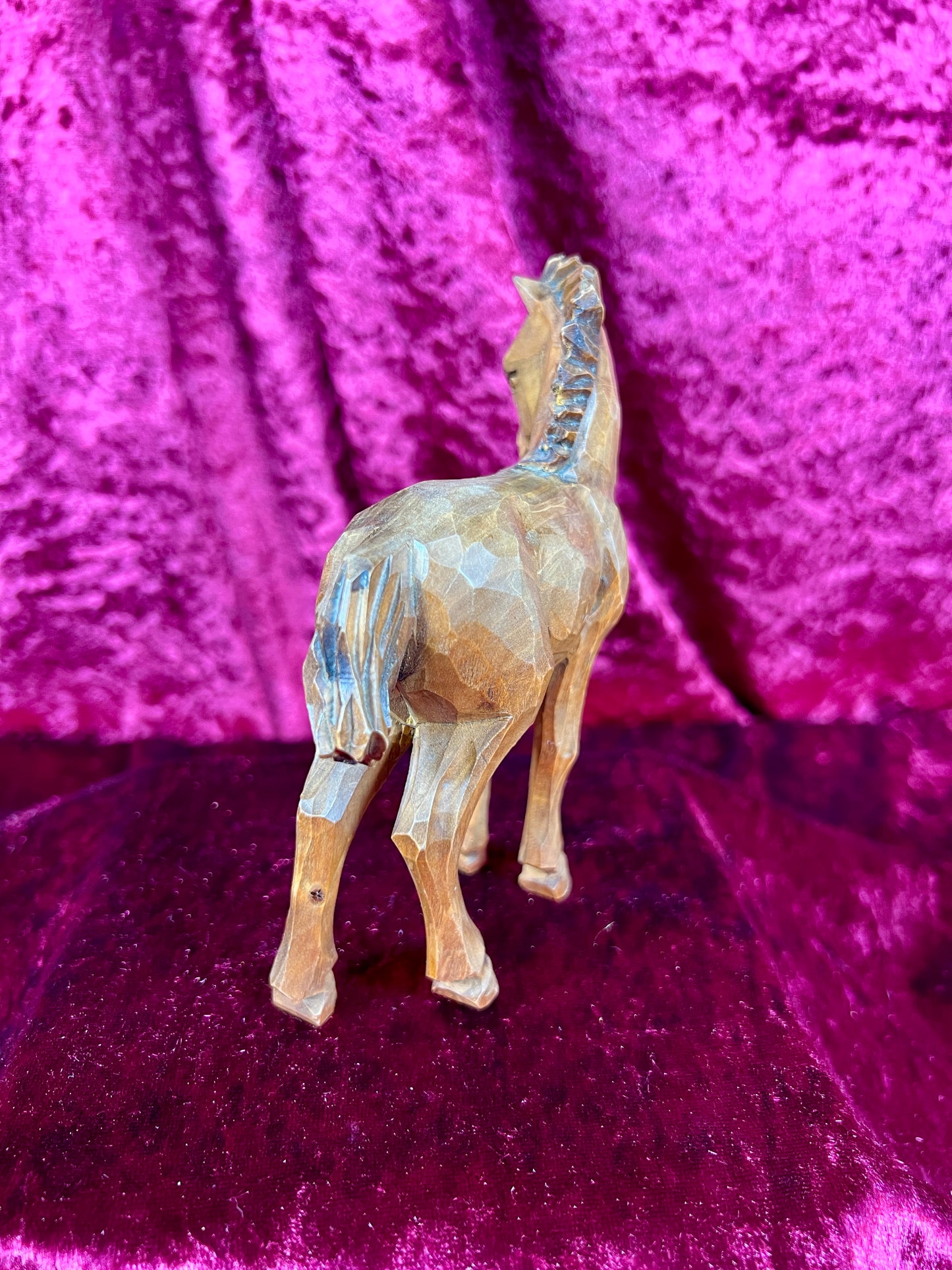 Vintage Figurine - Wood Carved Stallion - 5"