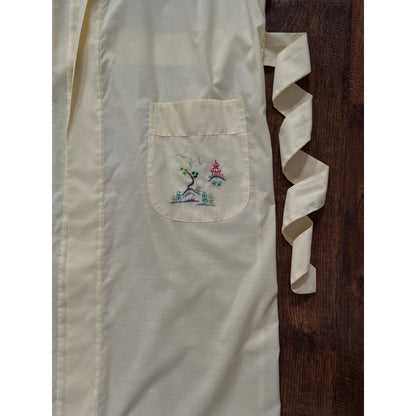 Vintage Jodie Arden Kimono Robe – Pale Yellow Embroidered Asian Garden Motif